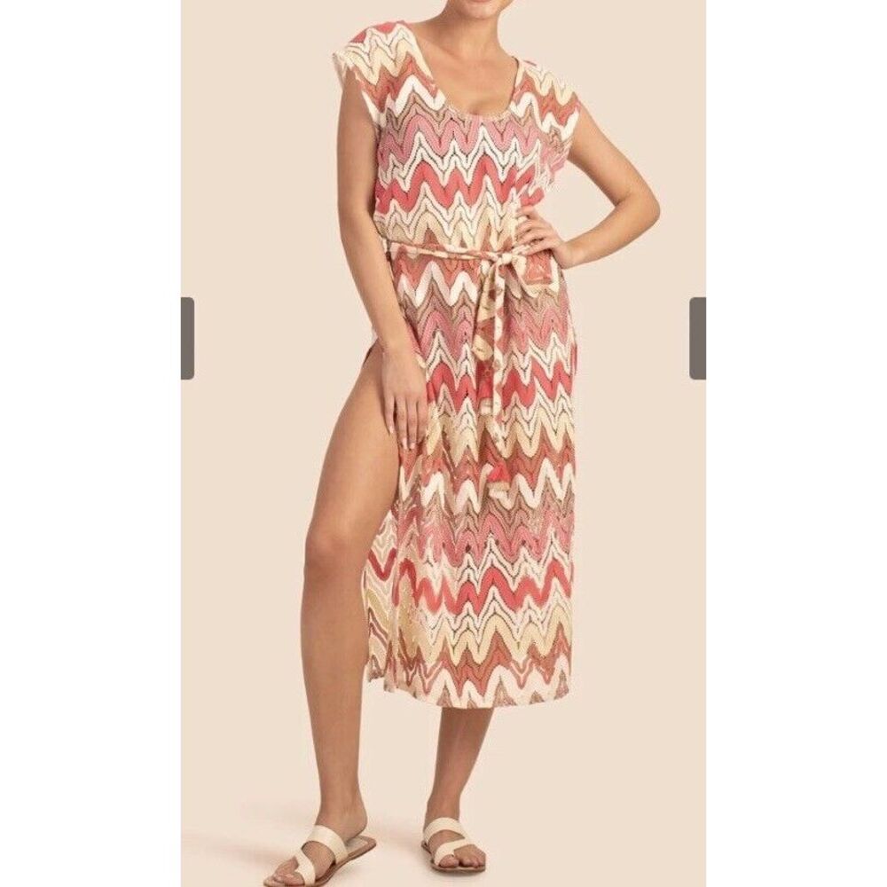 New Trina Turk Women's medium Cover Up Dress PALISADES COLUMN beach Boho Chevron